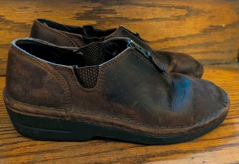 Marsh Landing Brown Leather Clogs Shoes Women's 6.5